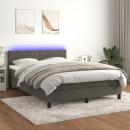 Boxspringbett mit Matratze & LED Dunkelgrau 140x190 cm Samt