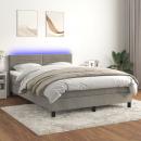 Boxspringbett mit Matratze & LED Hellgrau 140x200 cm Samt