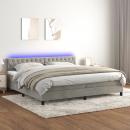 Boxspringbett mit Matratze & LED Hellgrau 200x200 cm Samt