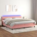 Boxspringbett mit Matratze & LED Rosa 200x200 cm Samt