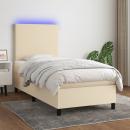 Boxspringbett mit Matratze & LED Creme 90x190 cm Stoff