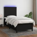 Boxspringbett mit Matratze & LED Schwarz 100x200 cm Stoff