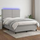 Boxspringbett mit Matratze & LED Hellgrau 140x190 cm Stoff