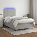 Boxspringbett mit Matratze & LED Hellgrau 120x200 cm Stoff