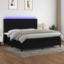 Boxspringbett mit Matratze & LED Schwarz 200x200 cm Stoff