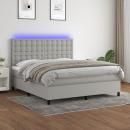 Boxspringbett mit Matratze & LED Hellgrau 180x200 cm Stoff