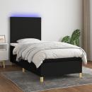 Boxspringbett mit Matratze & LED Schwarz 90x190 cm Stoff