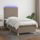 Boxspringbett mit Matratze & LED Taupe 90x200 cm Stoff