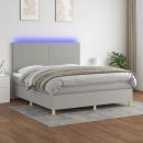 Boxspringbett mit Matratze & LED Hellgrau 180x200 cm Stoff