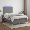 Boxspringbett mit Matratze & LED Dunkelgrau 120x200 cm Stoff