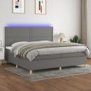 Boxspringbett mit Matratze & LED Dunkelgrau 200x200 cm Stoff