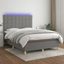 Boxspringbett mit Matratze & LED Dunkelgrau 140x190 cm Stoff