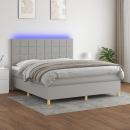 Boxspringbett mit Matratze & LED Hellgrau 180x200 cm Stoff