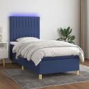 Boxspringbett mit Matratze & LED Blau 90x190 cm Stoff