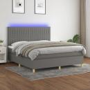 Boxspringbett mit Matratze & LED Dunkelgrau 180x200 cm Stoff