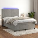 Boxspringbett mit Matratze & LED Hellgrau 140x200 cm Samt