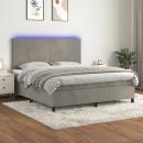 Boxspringbett mit Matratze & LED Hellgrau 160x200 cm Samt