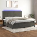 Boxspringbett mit Matratze & LED Dunkelgrau 200x200 cm Samt