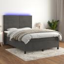 Boxspringbett mit Matratze & LED Dunkelgrau 140x200 cm Samt