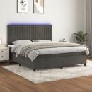 Boxspringbett mit Matratze & LED Dunkelgrau 160x200 cm Samt