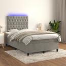 Boxspringbett mit Matratze & LED Hellgrau 120x200 cm Samt