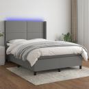 Boxspringbett mit Matratze & LED Dunkelgrau 140x200 cm Stoff