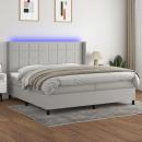 Boxspringbett mit Matratze & LED Hellgrau 200x200 cm Stoff 