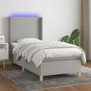 Boxspringbett mit Matratze & LED Hellgrau 80x200 cm Stoff