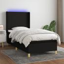 Boxspringbett mit Matratze & LED Schwarz 100x200 cm Stoff