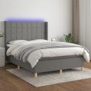 Boxspringbett mit Matratze & LED Dunkelgrau 140x190 cm Stoff