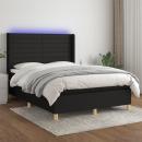 Boxspringbett mit Matratze & LED Schwarz 140x190 cm Stoff