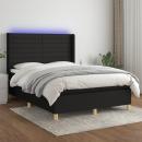 Boxspringbett mit Matratze & LED Schwarz 140x200 cm Stoff