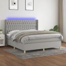 Boxspringbett mit Matratze & LED Hellgrau 180x200 cm Stoff