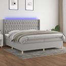 Boxspringbett mit Matratze & LED Hellgrau 200x200 cm Stoff