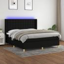 Boxspringbett mit Matratze & LED Schwarz 180x200 cm Stoff