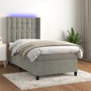 Boxspringbett mit Matratze & LED Hellgrau 80x200 cm Samt