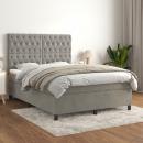 Boxspringbett mit Matratze Hellgrau 140x190 cm Samt