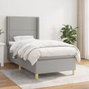 Boxspringbett mit Matratze Hellgrau 80x200 cm Stoff