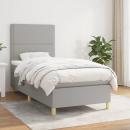 Boxspringbett mit Matratze Hellgrau 90x200 cm Stoff