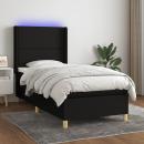 Boxspringbett mit Matratze & LED Schwarz 90x190 cm Stoff