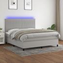 Boxspringbett mit Matratze & LED Hellgrau 180x200 cm Stoff