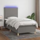 Boxspringbett mit Matratze & LED Dunkelgrau 90x200 cm Stoff