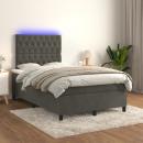 Boxspringbett mit Matratze & LED Dunkelgrau 120x200 cm Samt