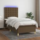 Boxspringbett mit Matratze & LED Dunkelbraun 90x190 cm Stoff