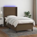 Boxspringbett mit Matratze & LED Dunkelbraun 90x190 cm Stoff