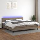 Boxspringbett mit Matratze & LED Taupe 200x200 cm Stoff