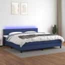 Boxspringbett mit Matratze & LED Blau 200x200 cm Stoff