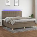 Boxspringbett mit Matratze & LED Taupe 200x200 cm Stoff