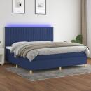 Boxspringbett mit Matratze & LED Blau 200x200 cm Stoff