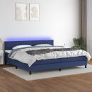 Boxspringbett mit Matratze & LED Blau 200x200 cm Stoff